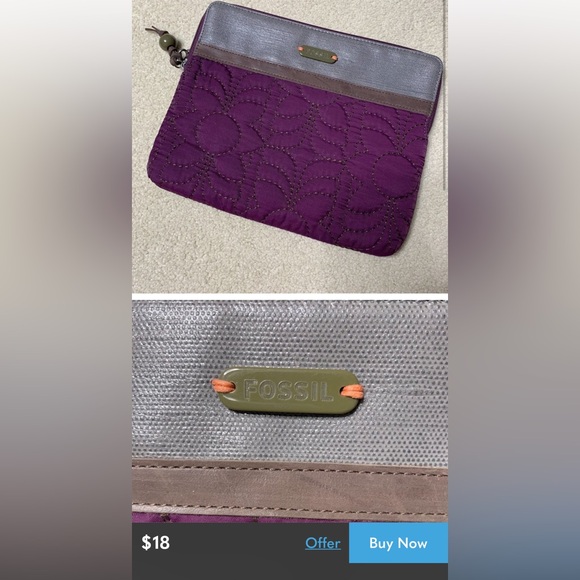 FOSSIL QUILTED FLOWER PRNT/LEATHER OUTSIDE w/WAX LINED FABRIC INSIDE TABLET CASE - Picture 8 of 9